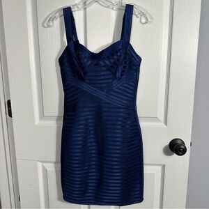 BCBG Rivas bandage dress in "blue depth" color, size 2, lingerie straps, bodycon